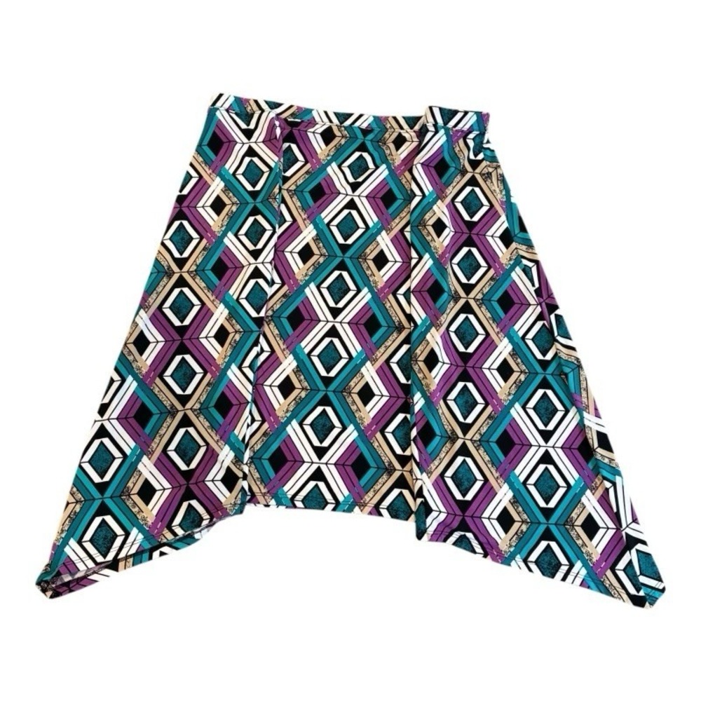 Jaclyn Smith Skirt Womens XXL Multicolor Geometric Stretch Elastic Waist Pull-On